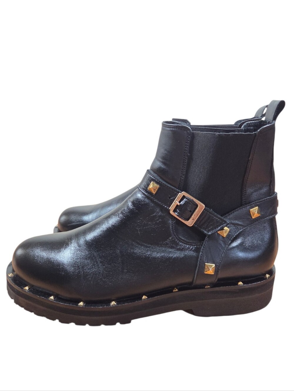 Jonak Paris Leather Moto Ankle Studded Boots Black Size EU 41 Biker Fall Casual